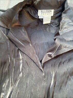 Allison Taylor Black Metallic Sheen Blouse Vintage.